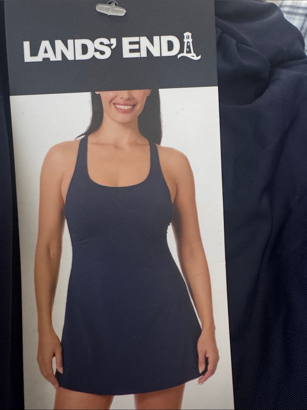 Lands' End Navy A-Line Swim Dress